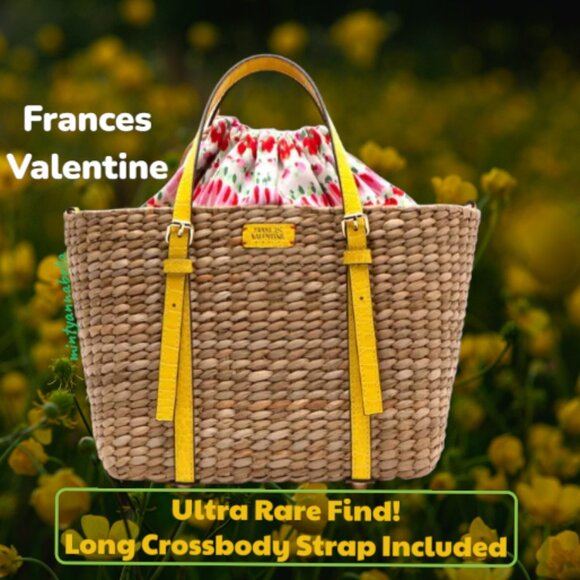 Frances Valentine 🌿RARE 🌼 Small Woven Tote Yellow 🚨Firm Price Item 🚨 - Picture 1 of 16